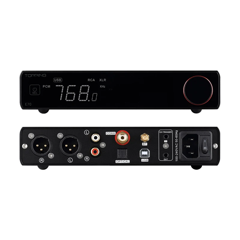 TOPPING E70 ES9028Pro Декодер Bluetooth 5.1 XU316 Поддержка 32 бит/768 кГц DSD512 RCA XLR Выход с дистанционным управлением ЦАП