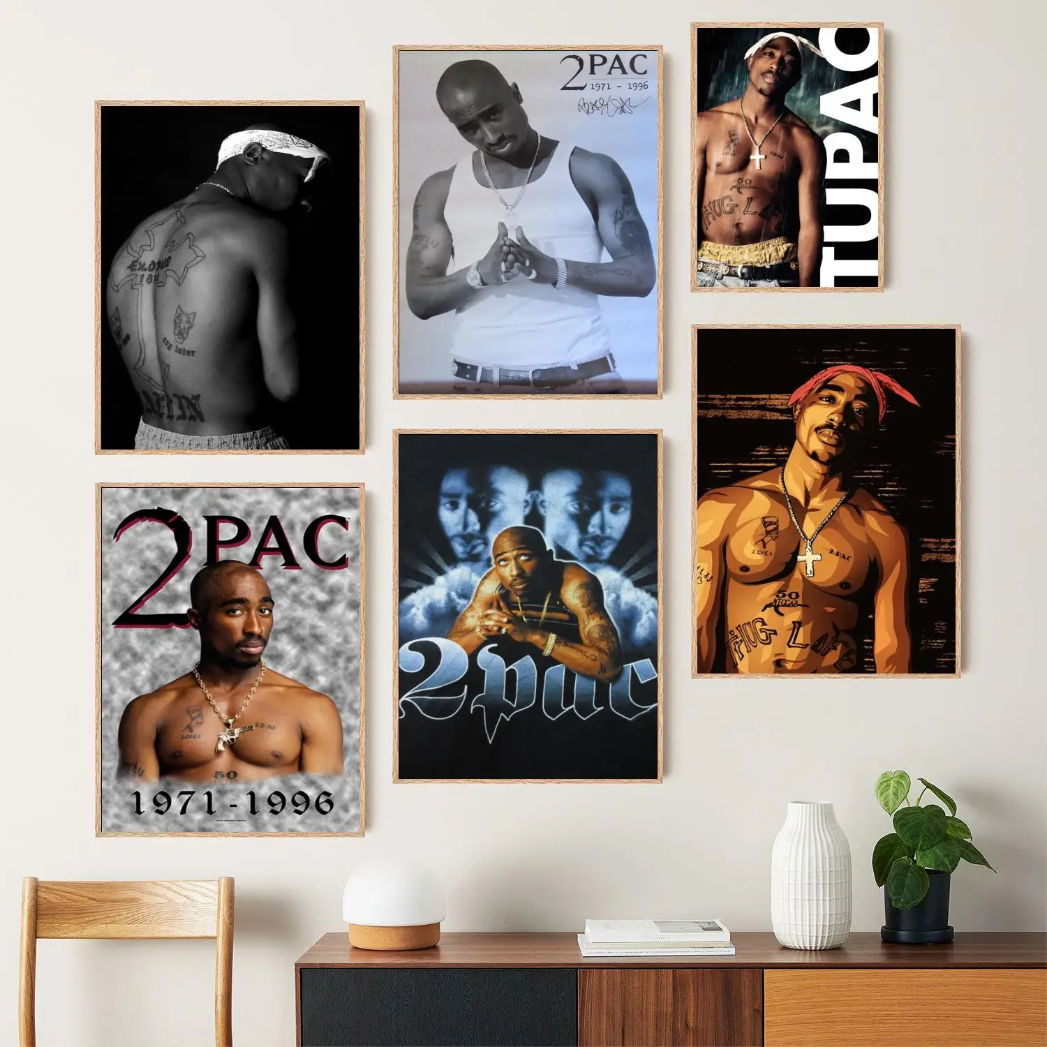 2Pac Tupac Amaru Shakur Tattoo Хип-Хоп Рэп Холст Художественный Плакат и Настенная Картина Печать, Современный Семейный Декор Спальни Плакаты