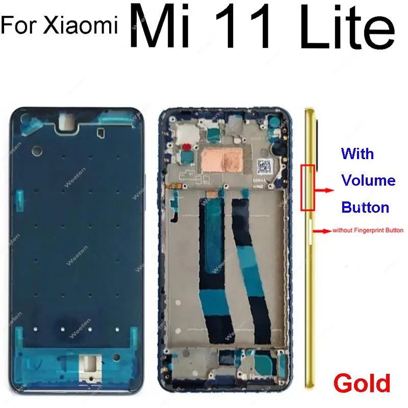 Фото Корпус средней рамки для Xiaomi Mi 11 Lite задняя средняя рамка держатель пластина с боковыми кнопками регулировки громкости запасные части №3