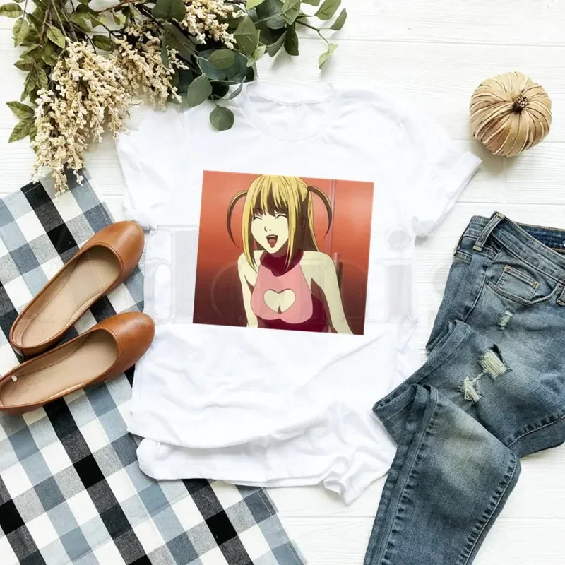 Фото Ретро Death Note Misa Amane, японское аниме, манга, женские топы с короткими рукавами, футболки в стиле Харадзюку, винтажные футболки, женская футболка №2