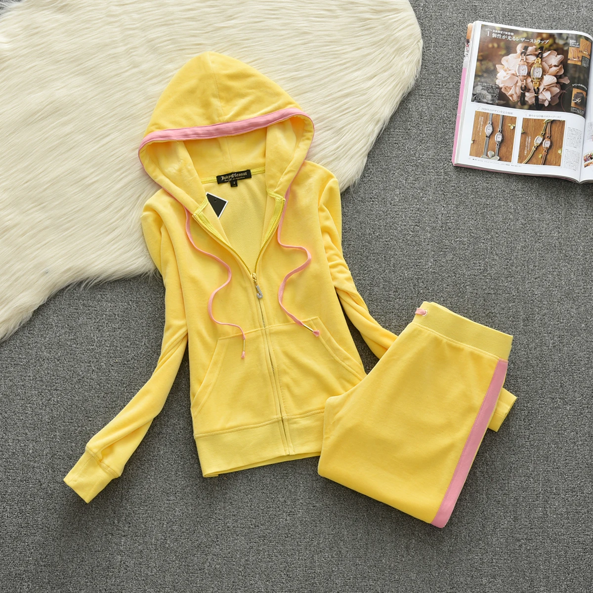Бренд Juicy Lovers, популярные полосатые женские спортивные костюмы, уличные бархатные осенние женские спортивные костюмы с капюшоном, спортивный костюм для бега
