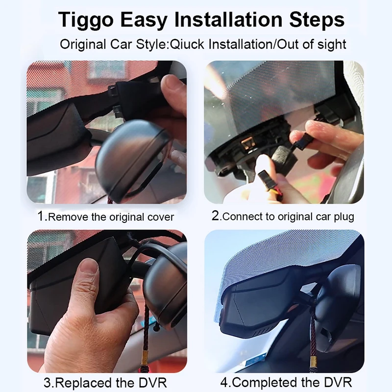 Фото 4K HD 2160P Plug and Play с WIFI Автомобильный видеомагнитофон DVR Двух линз Dash Cam Chery Tiger 4 Pro Tiger 8 2020 2021 2022 №3