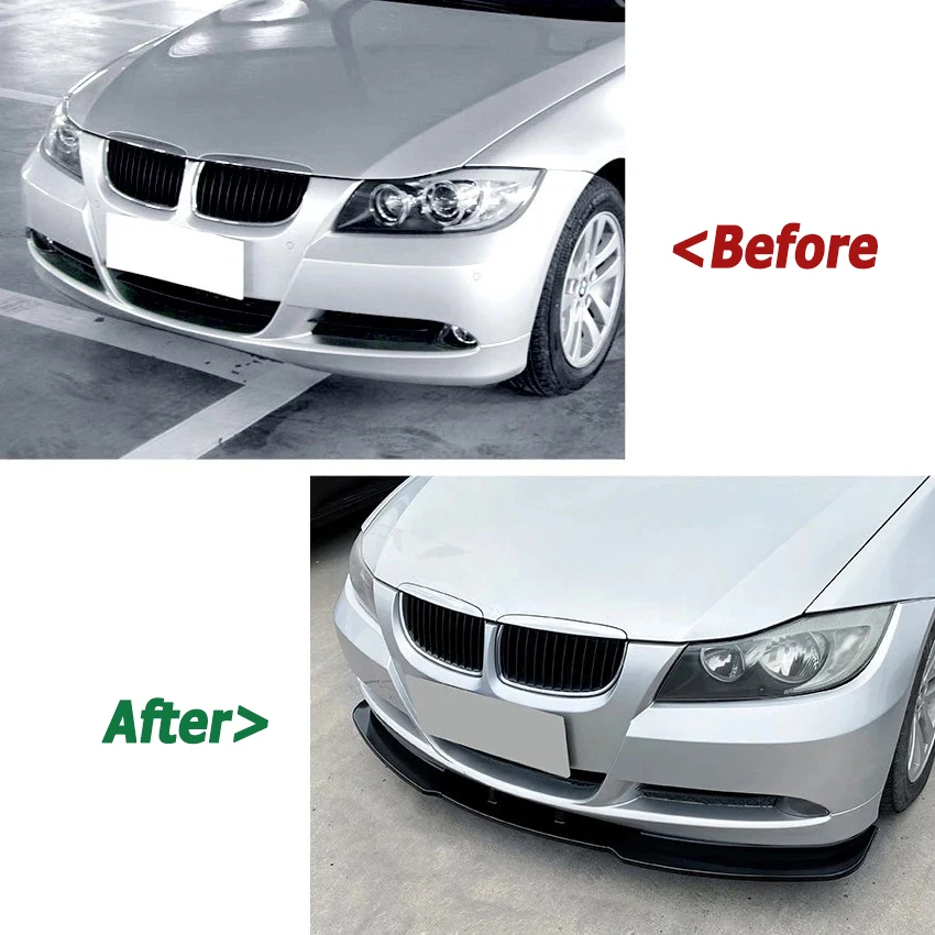 Фото Передний бампер автомобиля для BMW 3 серии E90 E91 320i 330i 2005-2008 Pre-LCI Spoiler Splitter Auto Aftermarket Автомобильные аксессуары №2