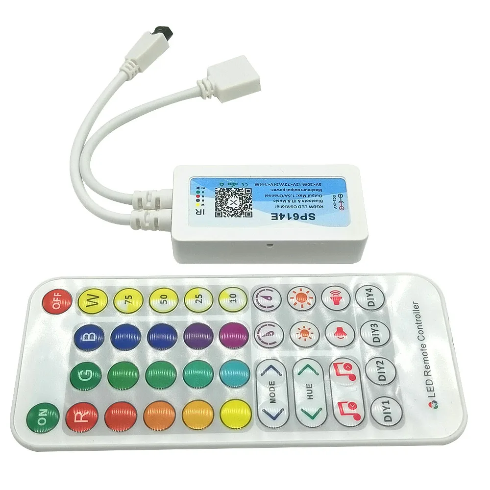 Фото Контроллер Bluetooth RGB RGBW, 5-24 В постоянного тока, мини-38 клавиш, ИК-пульт дистанционного управления, музыкальный микрофон, синхронизация SP614E, контроллер светодиодных лент №2