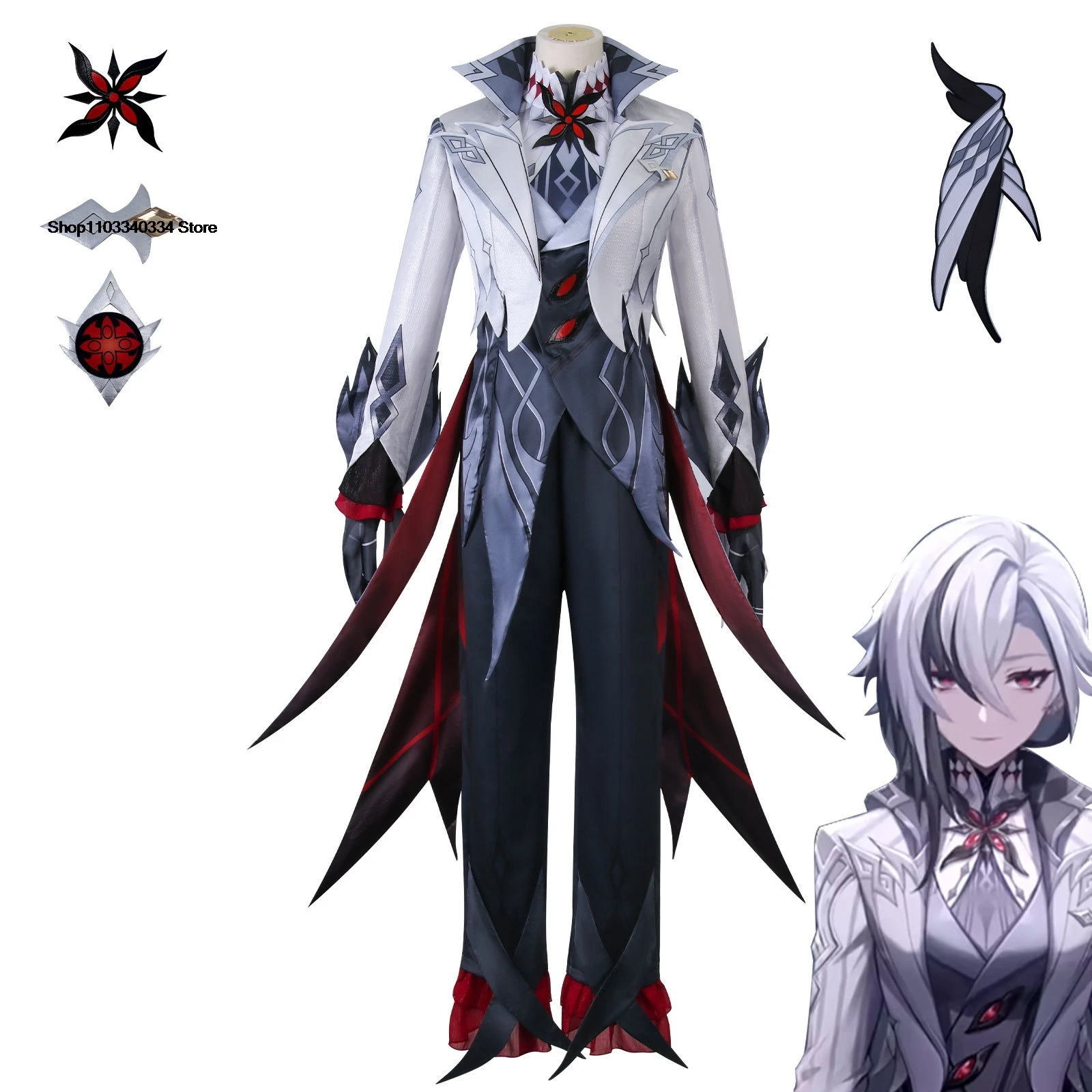 Костюм для косплея Arlecchino The Knave Genshin Impact Fatui Harbinger набор париков, костюм служанки Snezhnaya на Хэллоуин для женщин