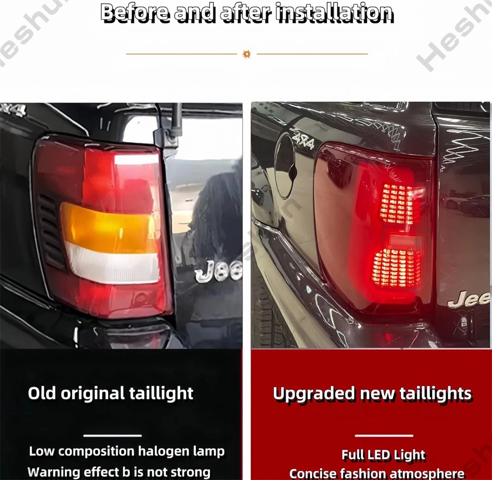 Фото Пара светодиодных задних фонарей для 1999 2000 2001 2002 2003 2004 Jeep Grand Cherokee MK2 WJ Задний фонарь Задний фонарь Тормозной противотуманный указатель поворота №3