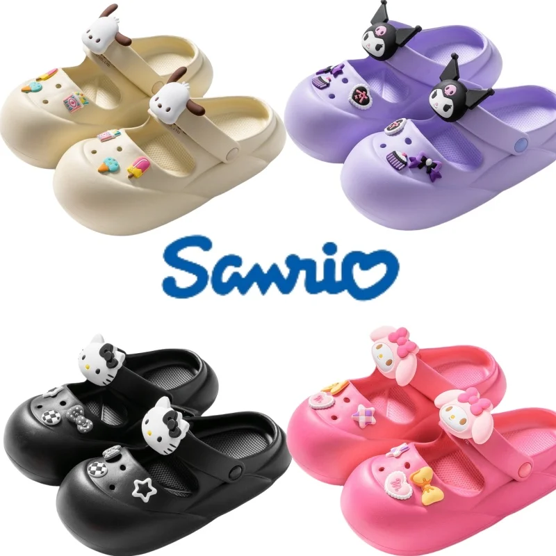 Новые пляжные сандалии Sanrio, обувь с рисунком HelloKitty Cave, водонепроницаемая и нескользящая обувь из ЭВА, праздничные подарки для девочек, повседневная мода