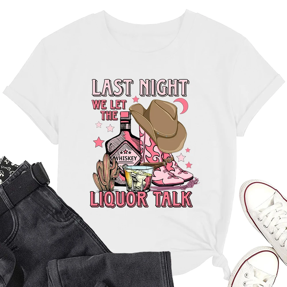 Футболка Мужская/Женская хлопковая с коротким рукавом и надписью «Last Night We Let The Be Talk»