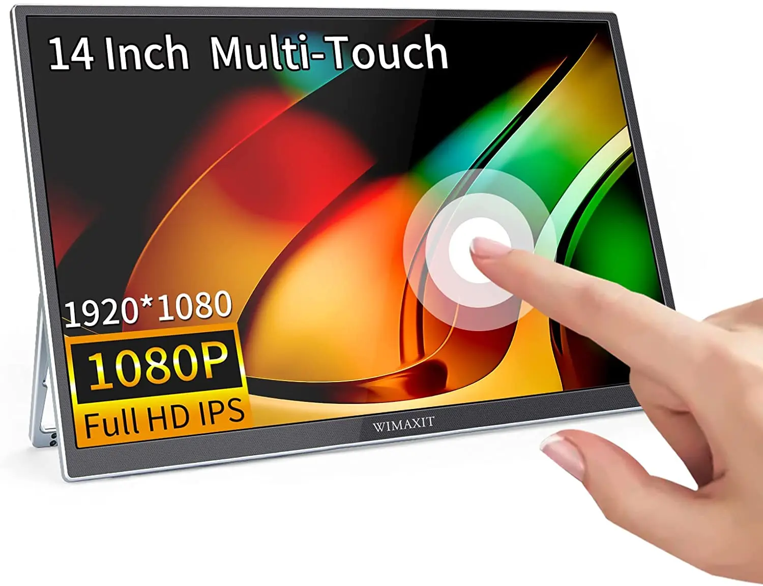 Фото WIMAXIT M1410CT 14-дюймовый портативный сенсорный экран монитор со складной подставкой для ноутбука, ПК, PS4, Xbox, телефона Android №1