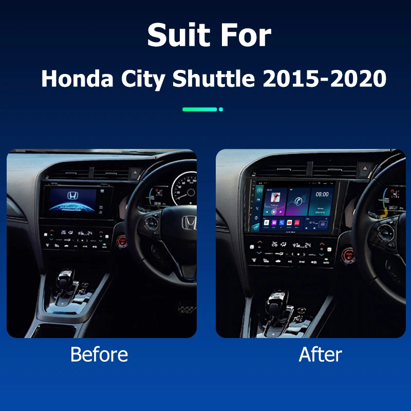 Фото Автомобильный радиоприемник 9 дюймов Android 12,0 для Honda City shut2015-2020 GPS-навигация мультимедийный плеер WIIF Carplay стерео головное устройство 2 Din №2