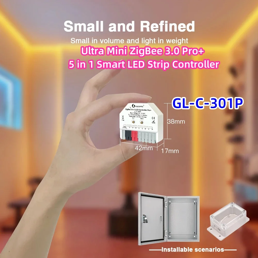 GL-C-301P ZigBee3.0 Pro+ Ultra Mini Контроллер светодиодных лент 5в1 RGBCCT RGBW Приложение WWCW Голосовое управление ZigBee 2mqtt Conbee SmartThings