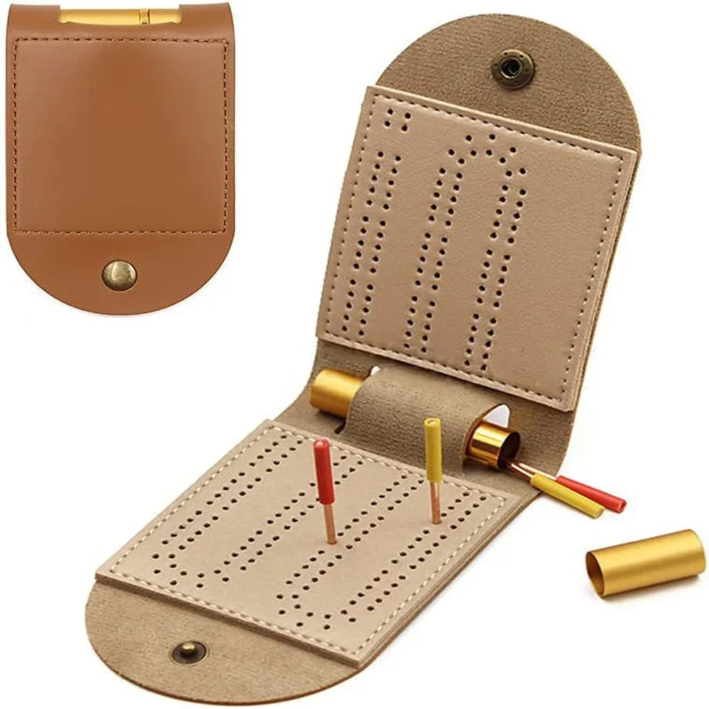 1 комплект Cribbage Board Dozen Games Кожаный набор настольных игр Cribbage с 2 треками, 4 колышками, игра в любом месте для игры в кемпингу