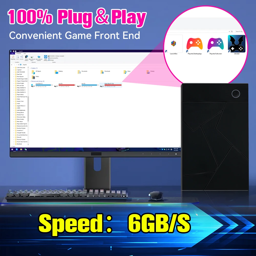 Фото Игровой жесткий диск в стиле ретро, гипер-база MIX3T Retrobat/Playnite/17399 игр для PS4/PS3/PS2/PS1/Switch/N64/DC/Wii/SS 39, эмуляторы №4