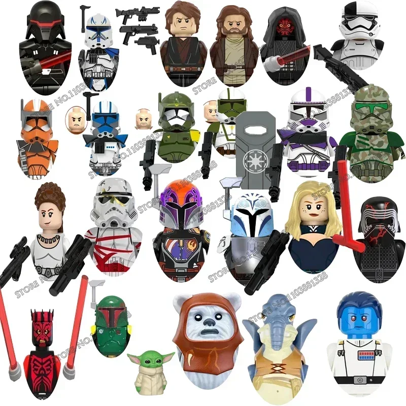 Горячие игрушки Star Wars Mandalorian Han Solo C-3PO Leia Darth Vader Bbba Fett Block Мини-фигурка робота Игрушечные кирпичи Сборка куклы