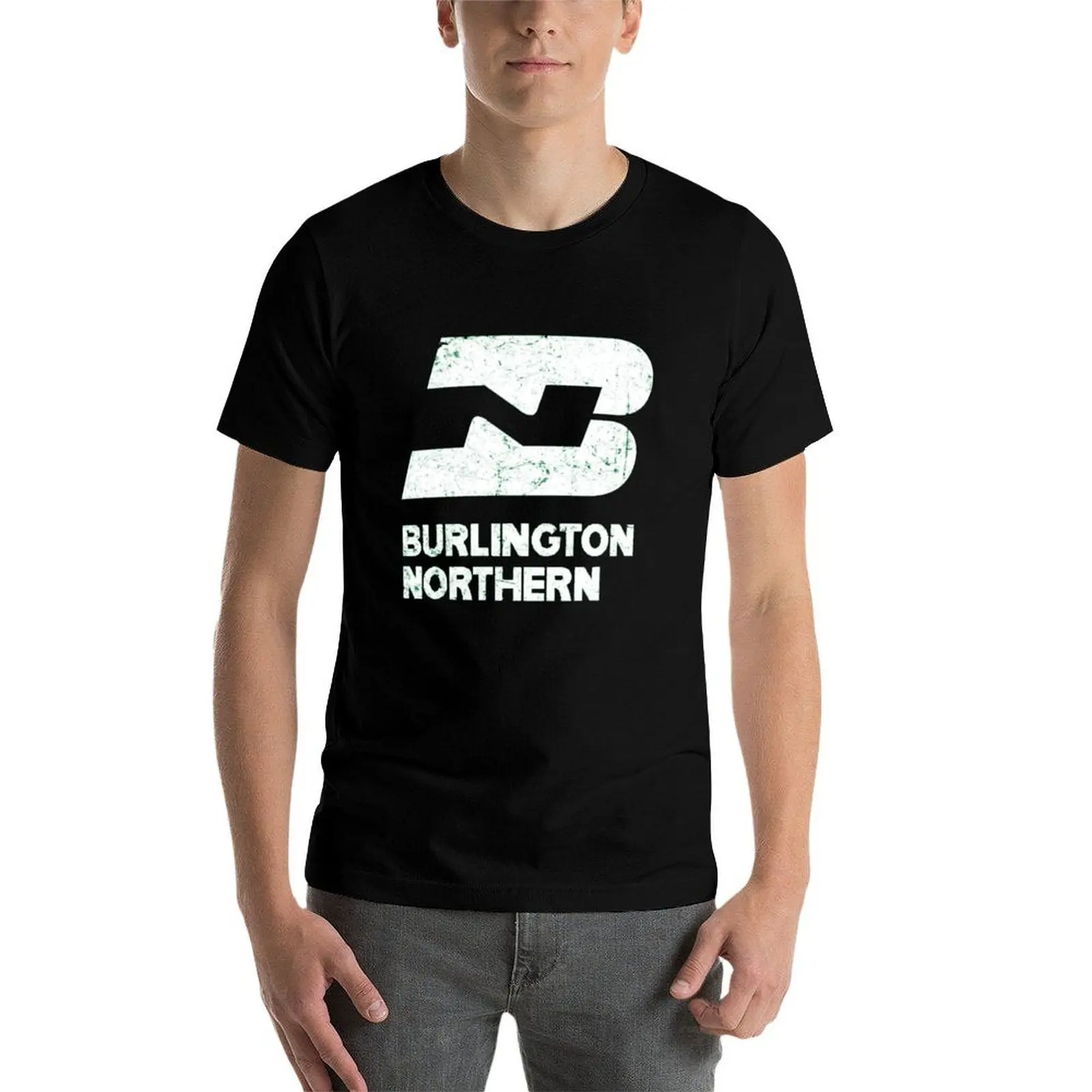Фото Футболка Burlington Northern Railroad, хлопковые футболки, мужские футболки из 100% для мужчин, забавная футболка с рисунком №4