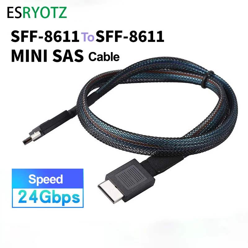 PCIE 4.0 Mini SAS cable 24Gbps Oculink SFF-8611 Server Super Speed Cable Data Extension Cable Male To Male Data Transfer Line