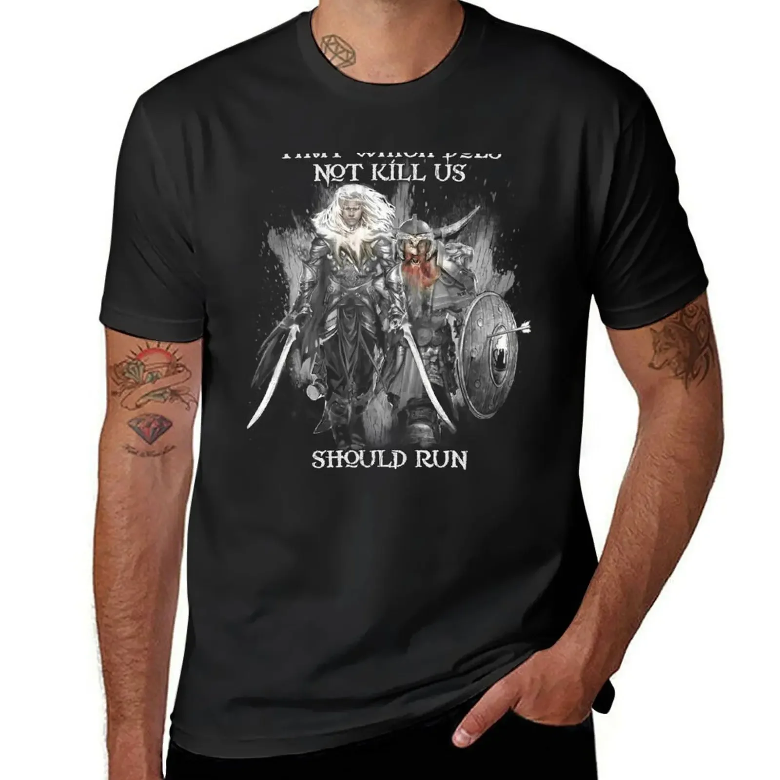 Футболка Drizzt Do'Urden and Bruenor Battlehammer, летний топ, блузка большого размера, мужская одежда