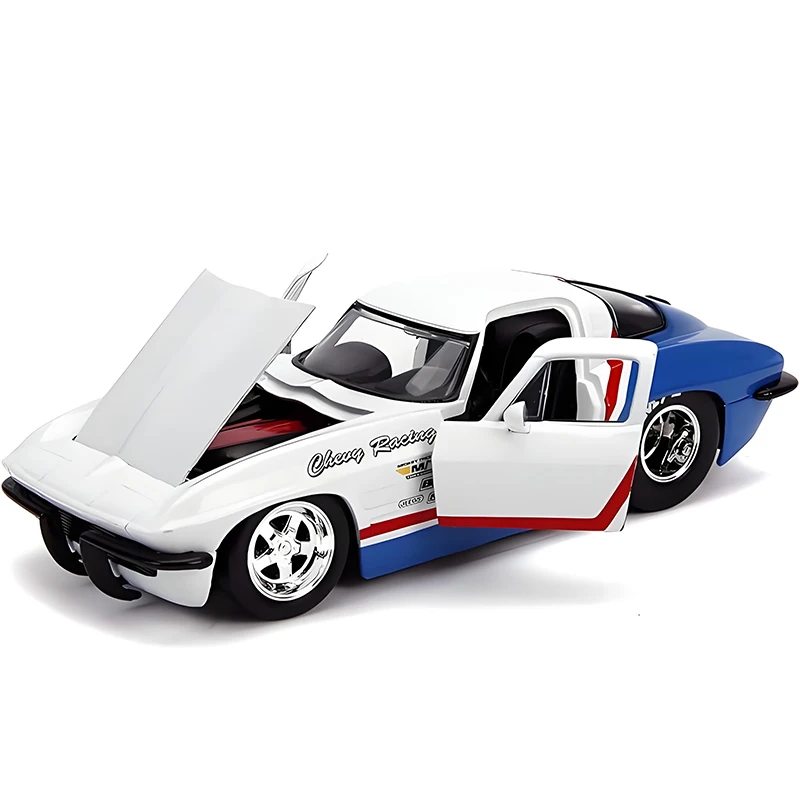 Фото JADA 1:24 CORVETTE STINGRAY 1963, легкосплавный автомобиль, литье под давлением и игрушечный транспорт, модель автомобиля, миниатюрная масштабная модель автомобиля для детей №2
