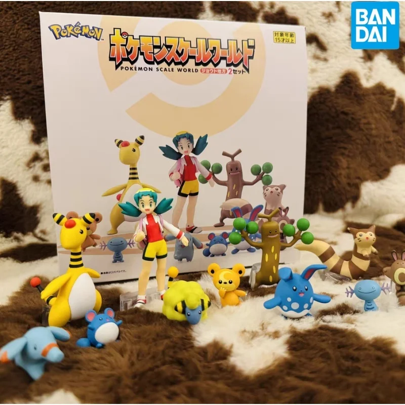Новый Bandai, оригинальная масштабная фигурка World Pokemon Johto Region 2, Sudowoodo Mareep Marill Azumarill Ampharos Kris Teddiursa, аниме-фигурка