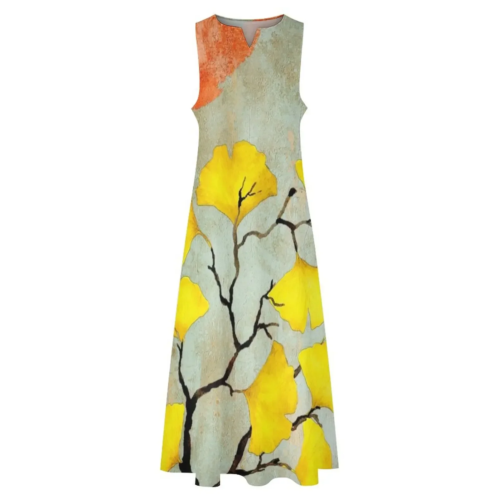 Фото Цветочное украшение из гинкго # Длинное платье ginko, женское длинное платье, женское вечернее роскошное платье №3