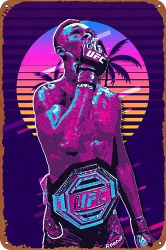 q1, Israel ADESANYA Металлическая жестяная вывеска Бокс ММА Легенда Винтажный постер Человек Пещера Декор-Алюминий