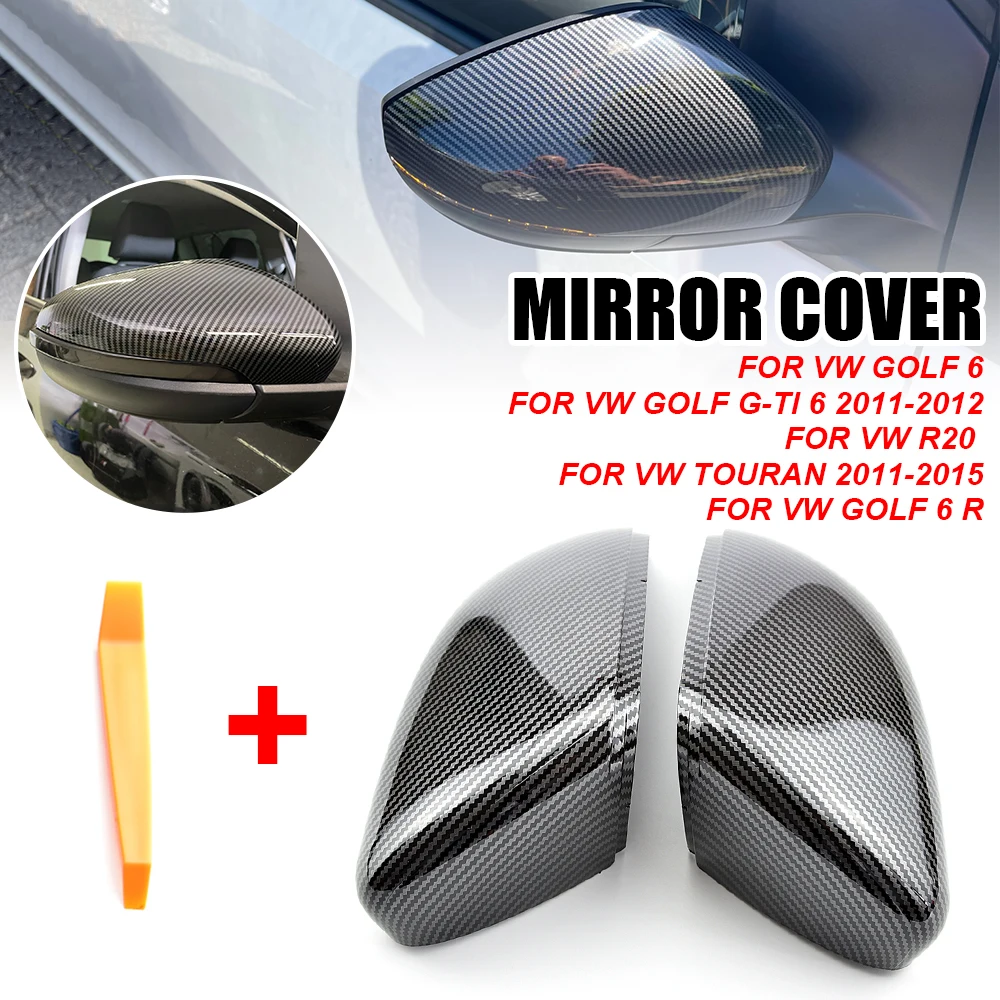 Для VW Golf G-TI 6 2011-2012 Golf 6 R R20 Touran 2011-2015 запасные части для автомобиля, боковое крыло заднего вида, черное углеродное покрытие