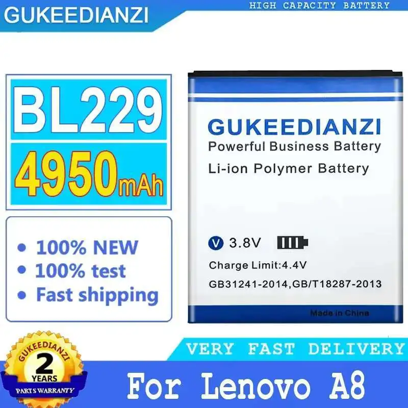 Долговечный аккумулятор для мобильного телефона BL229 для Lenovo A8 A 8 A806 A808T 806 808T 4950 мАч