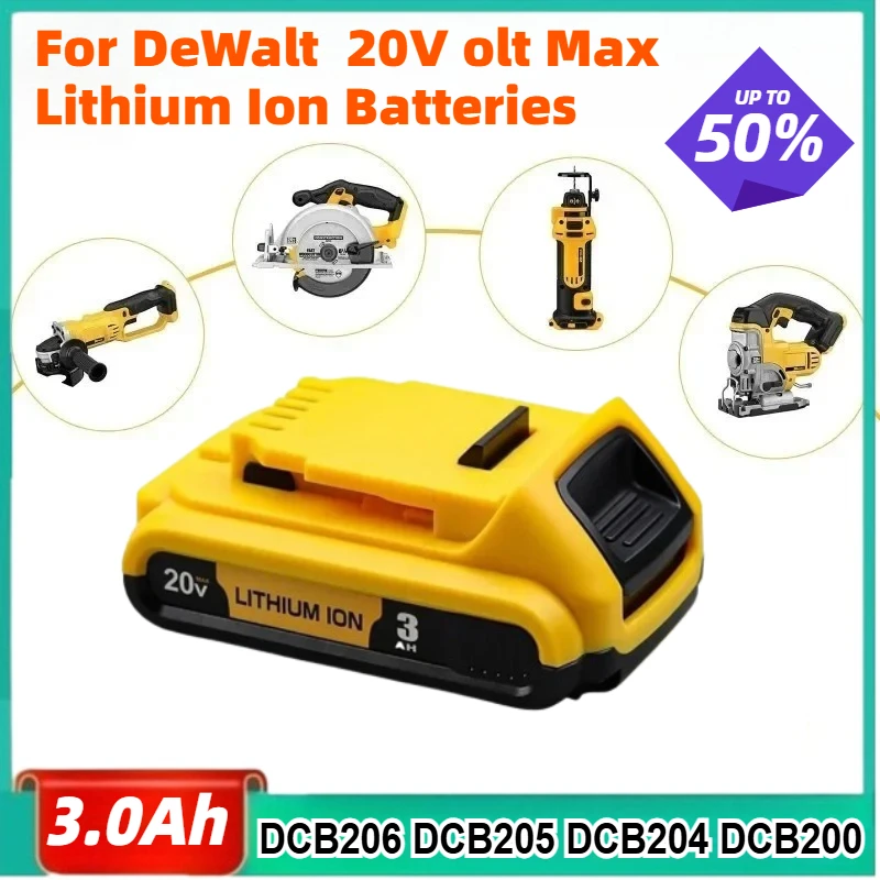 20 В 3 Ач DCB203 Замена литий-ионного аккумулятора для DeWalt 18 В 20 Вольт Макс. литий-ионных аккумуляторов DCB206 DCB205 DCB204 DCB200Power Tools