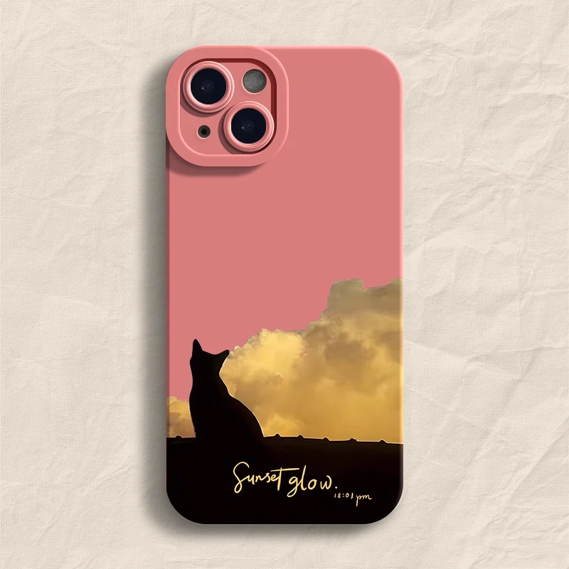 Чехол для телефона Black Cat Watching Clouds для iPhone 17, 16, 15, 14, 13, 12, 11 Pro Max 17 13 Pro XR XS X SE 16E 14 16 15 Plus, мягкий чехол (art.: 3920d22784ec6) - 3920d22784ec6