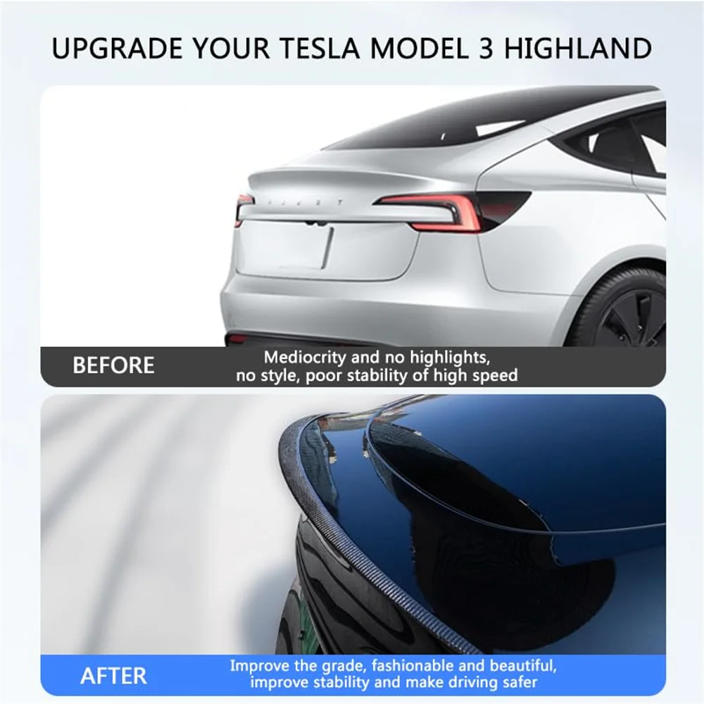 Спойлер Model 3 Highland 2024, 100% настоящее углеродное волокно, ABS для Tesla ModelY 2021-2024, аксессуар, автоматические внешние задние крылья, детали, хит продаж (art.: 3920ca4a0d971) - 3920ca4a0d971