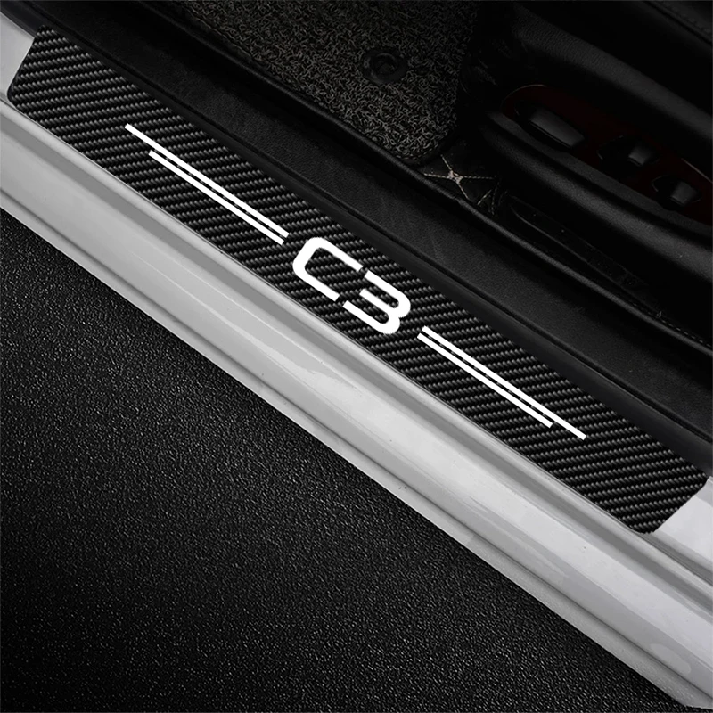 Наклейка на порог автомобиля, из углеродного волокна, для Citroen C3 2022 2021 2020