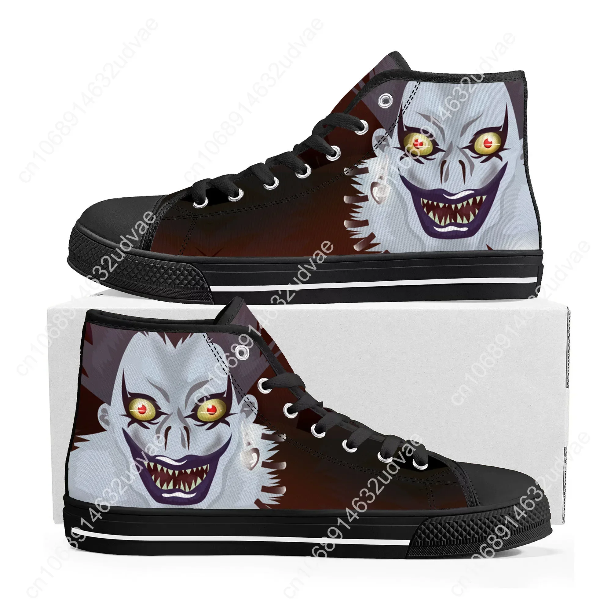 Фото Высокие кроссовки Demon Ryuk Horror Death Note, мужские и женские парусиновые кроссовки высокого качества для подростков, повседневная обувь для пар, обувь на заказ №2