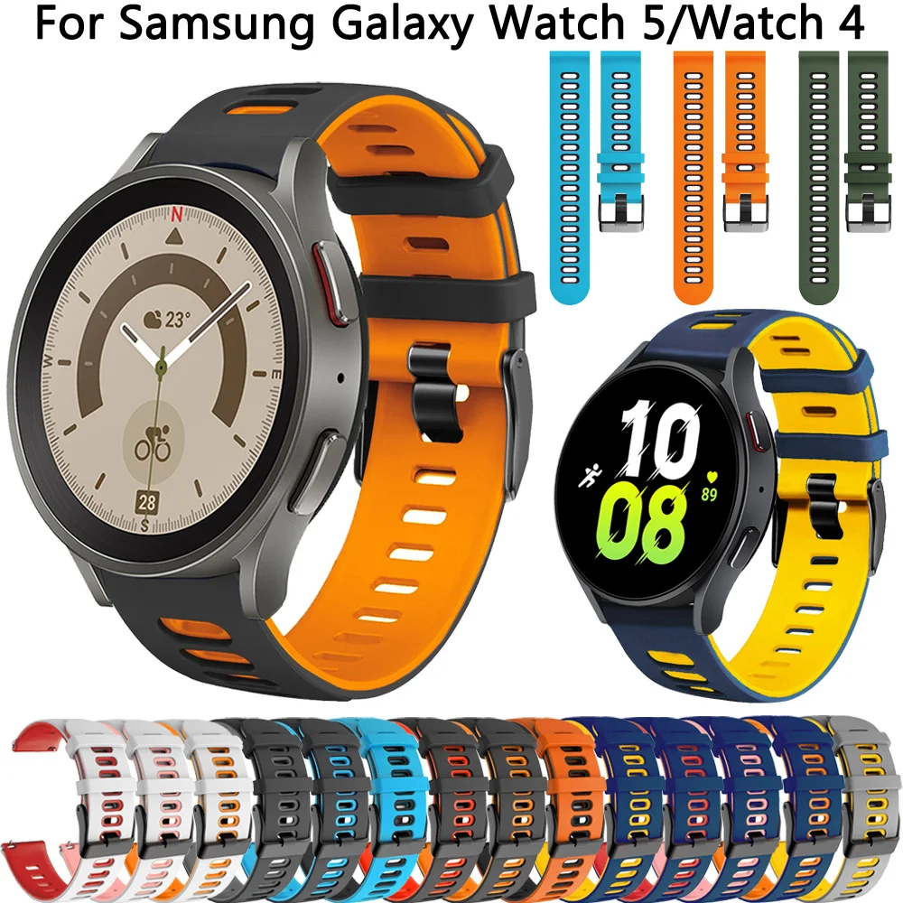 Ремешок для Samsung Galaxy Watch 5 Pro, 45 мм, 40 мм, 44 мм, ремешки для Galaxy Watch 4 classic, 42 мм, 46 мм, 20 мм, силиконовый браслет, браслеты