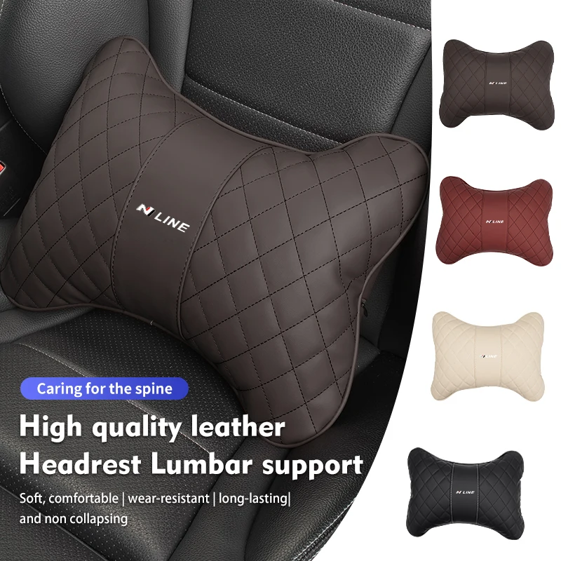 For Hyundai Car Headrest Neck Cushion Lumbar Support Seat Protection Pad N LINE i30 i20 Sonata Accent Tucson Elantra Azera