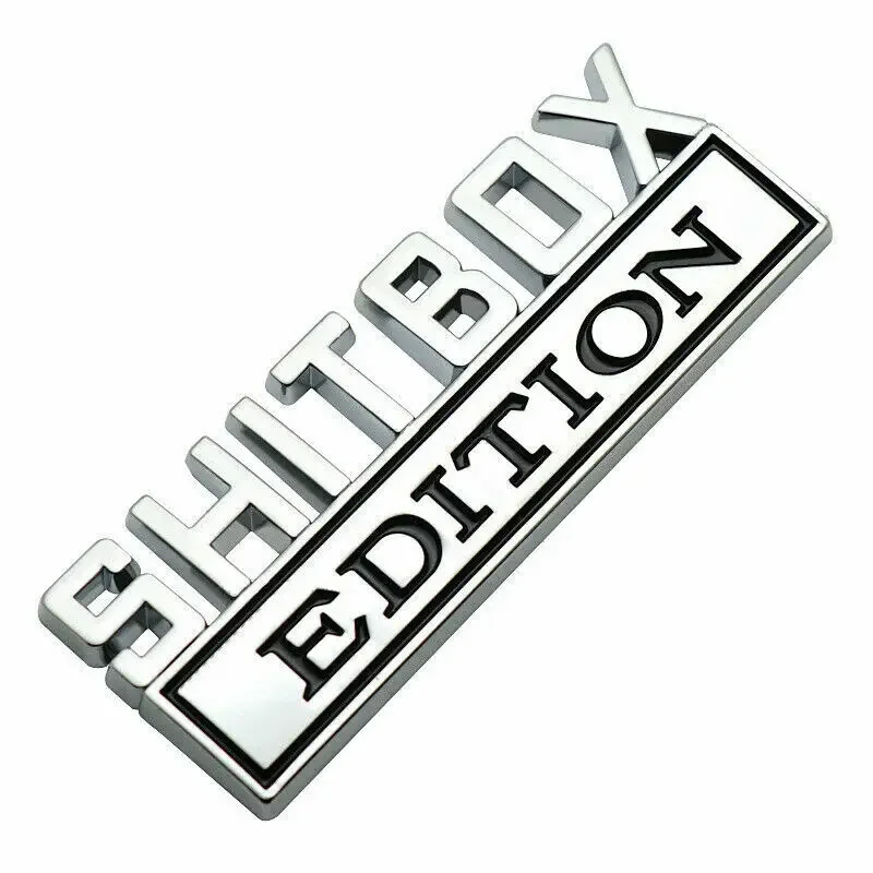 Фото 2 шт. хромированные черные наклейки с логотипом SHITBOX EDITION, эмблема, крыло автомобиля, значок на крышку багажника, универсальные автомобильные аксессуары №2