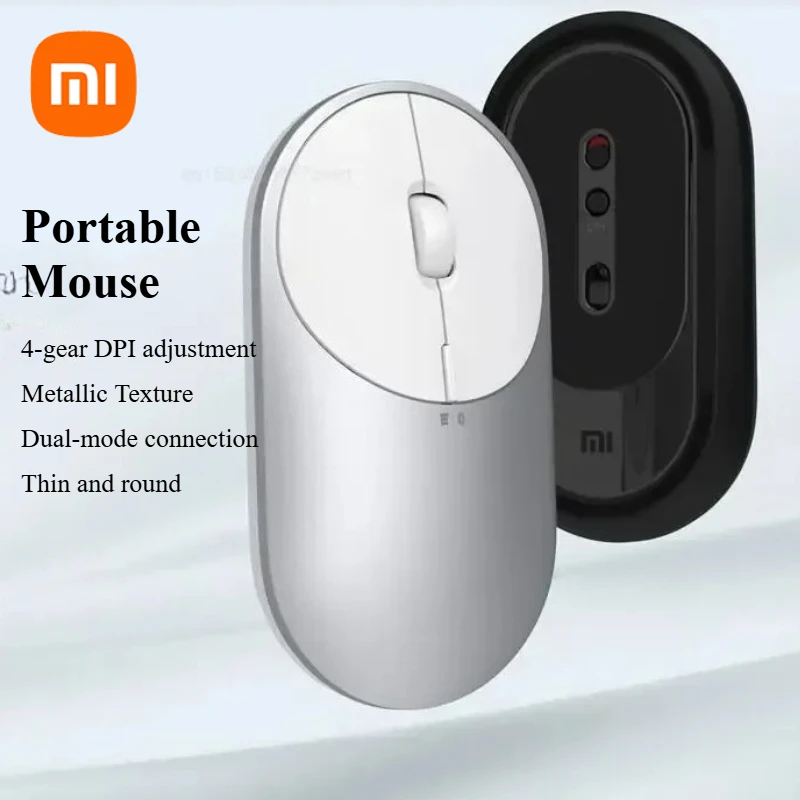 Портативная мышь Xiaomi, беспроводная двухрежимная бесшумная мышь, перезаряжаемая игровая мышь, правая прокрутка, мышь для портативного компьютера, Win Mac OS