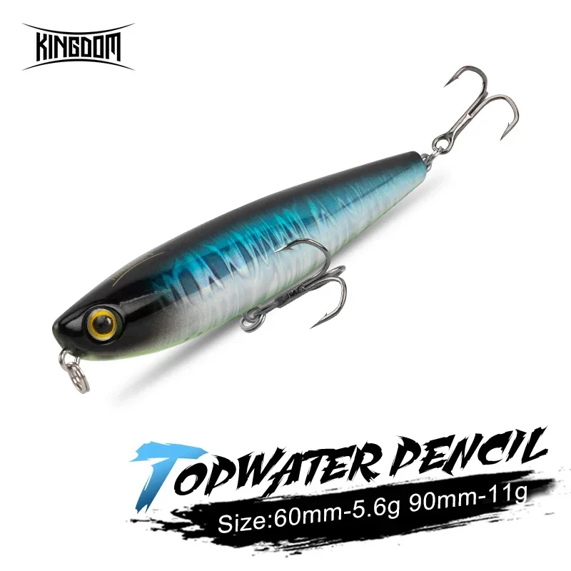 Kingdom Topwater Карандаш Рыболовные приманки Искусственные воблеры Жесткая приманка 60 мм 5,6 г 90 мм 11 г Приманка для щуки окуня и ходьбы с собакой