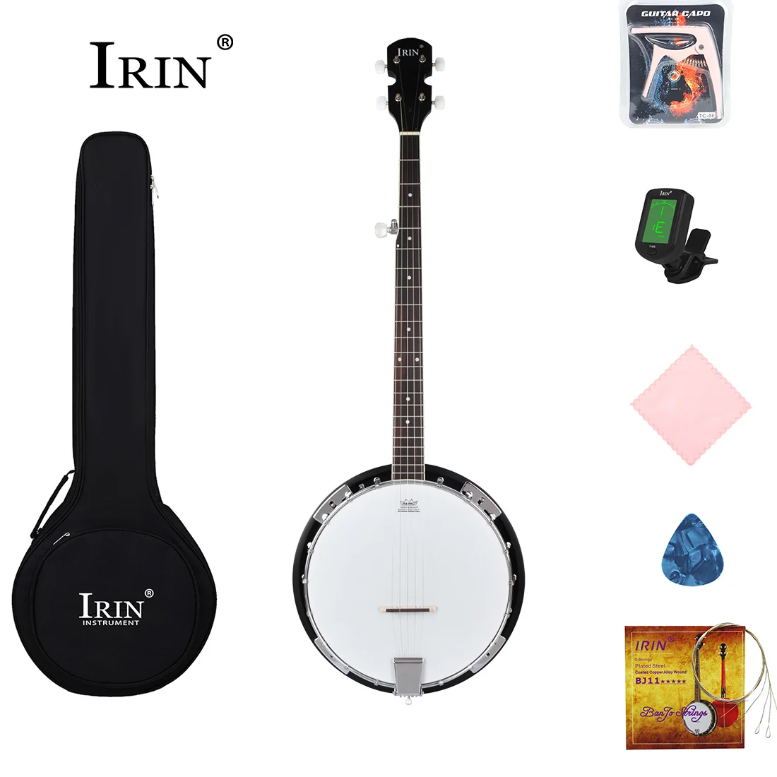 IRIN Banjo 5-струнный набор инструментов Bnanjo с сумкой, профессиональные аксессуары, подходящие для выступлений и практики