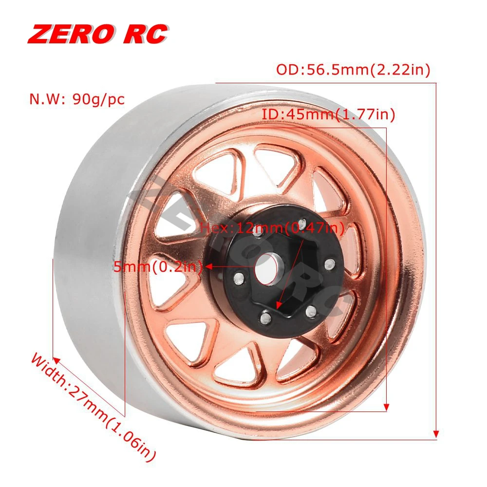 Фото Deep Dish Negative Offset 8,9 мм Металлические колеса с замком 1,9 дюйма Ступица обода для 1/10 RC гусеничного автомобиля TRX4 Axial SCX10 90046 CAPRA TRX6 №3