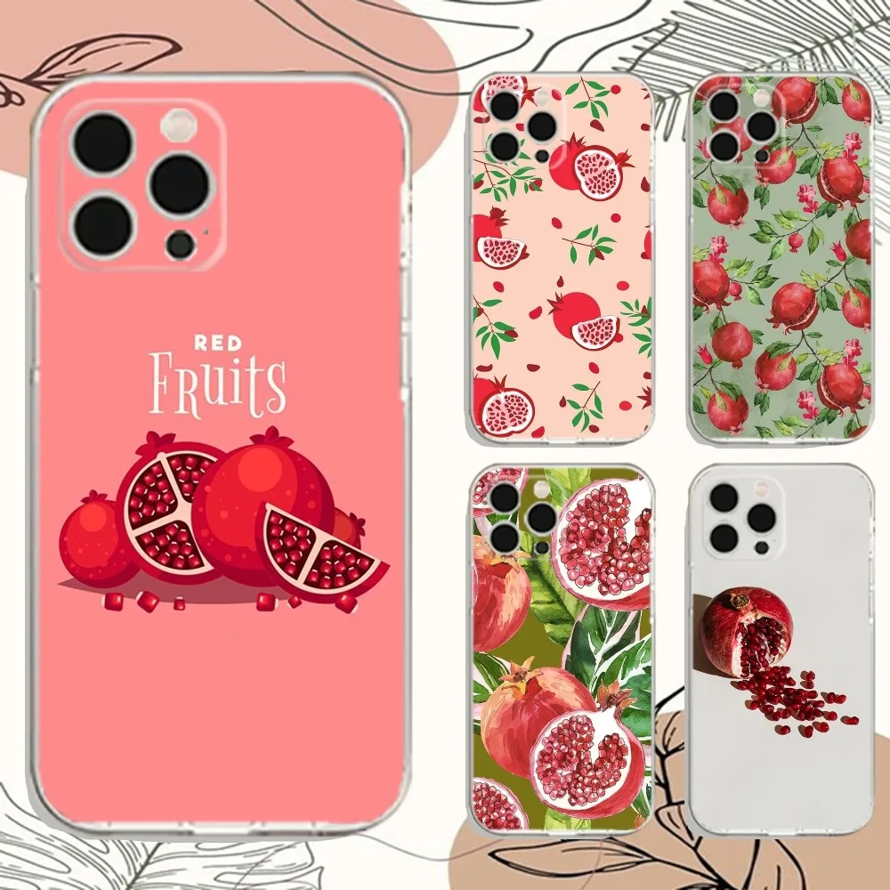 Чехол для телефона Food Fruit Red Pomegranate для iPhone Apple 15,14,13,12, Mini,11, Pro, Max, Plus, X, XR, XS,8, SE, 2020, Plus, прозрачный чехол