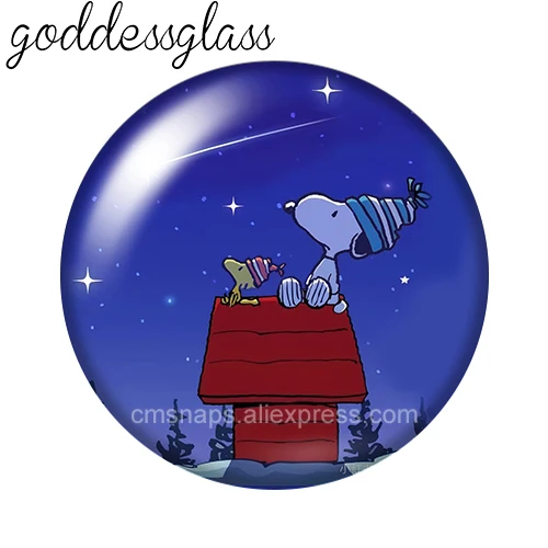 Фото MINISO зимнее катание на лыжах Snoopy Love Snow 12 мм/18 мм/20 мм/25 мм круглый фотостекло кабошон с плоской задней частью изготовление выводов брелок ожерелье №3