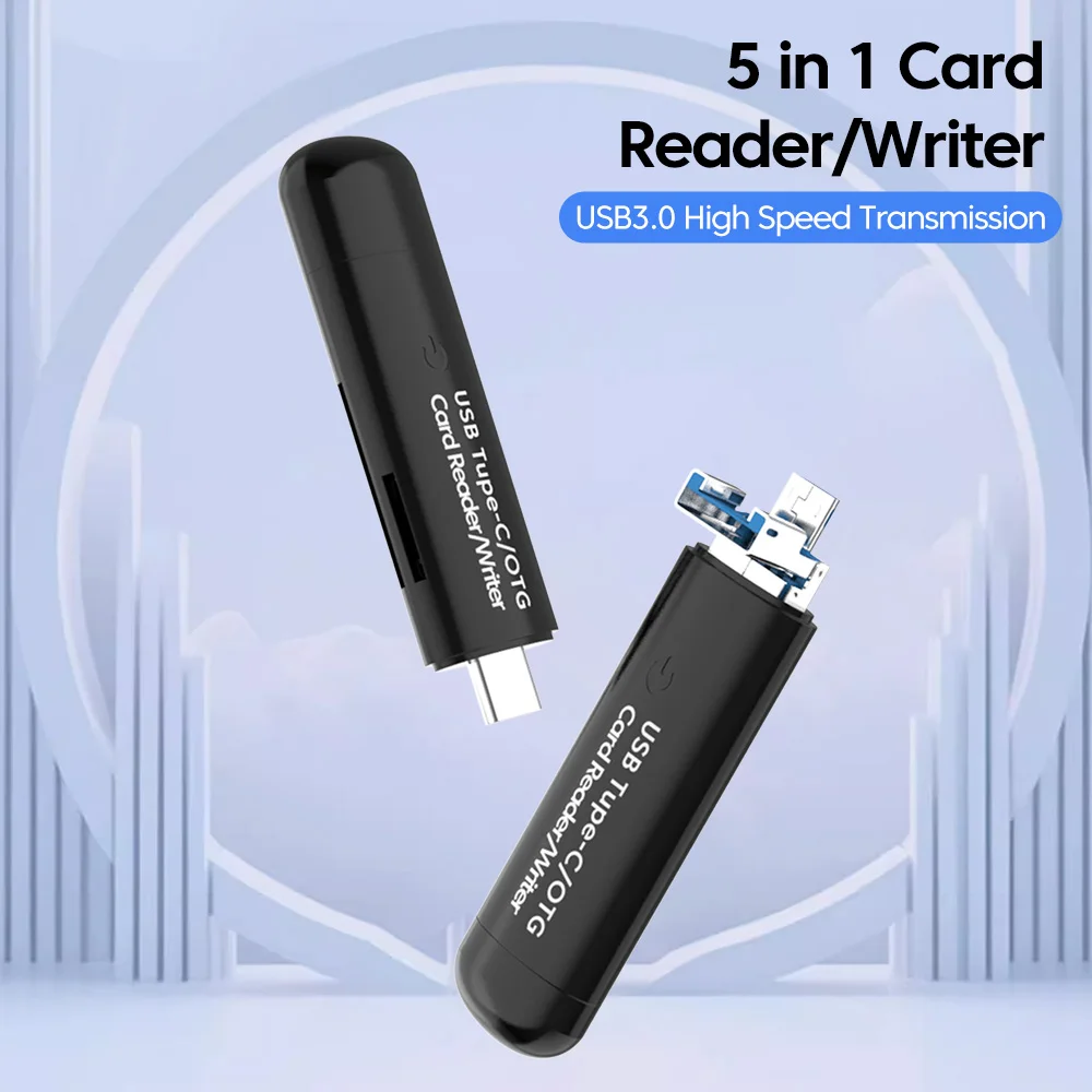 Фото 5 в 1, кардридер OTG Type c на USB 3,0/Micro №4