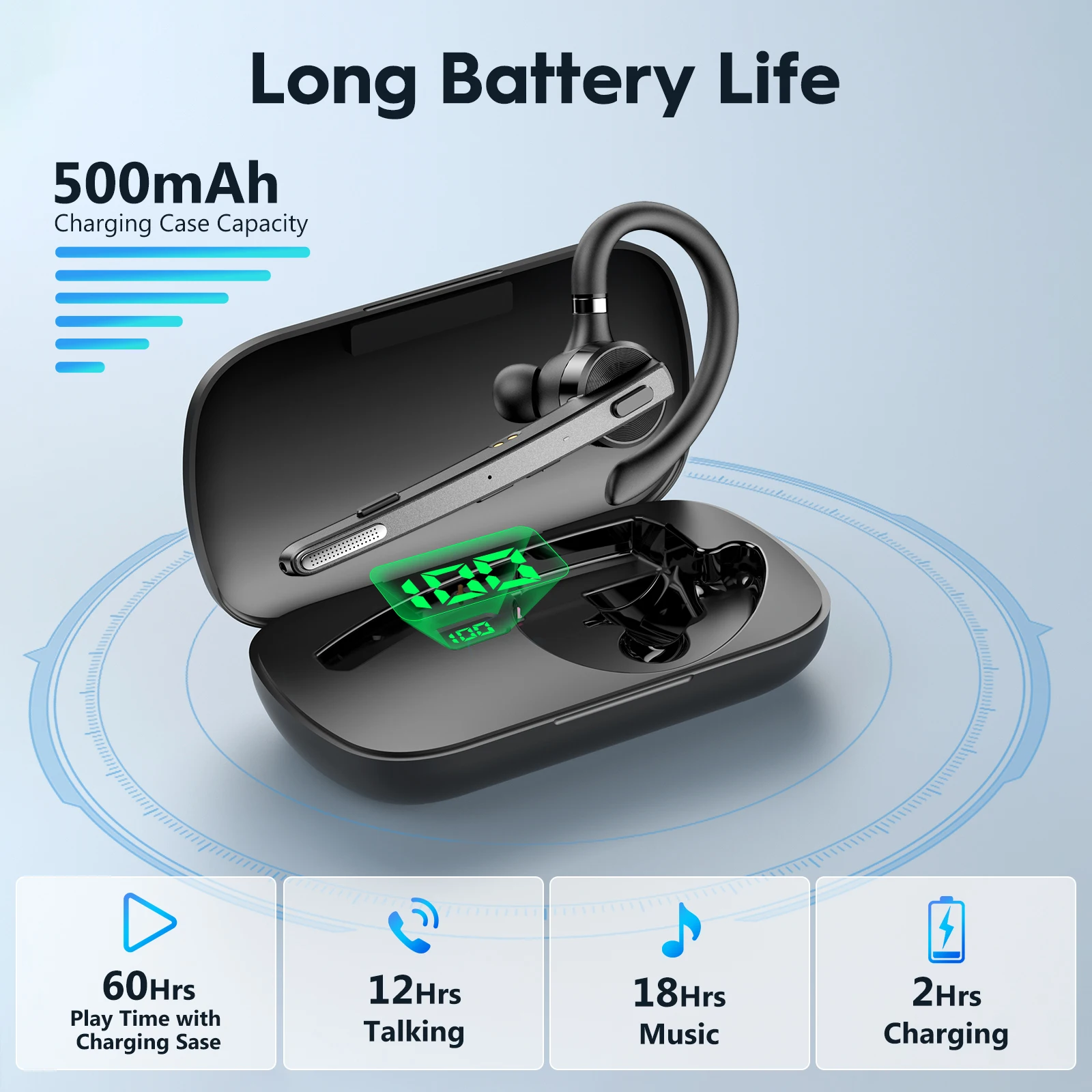 Фото Беспроводные наушники Bee M53, гарнитура Bluetooth 5,1, наушники для вождения с двойным микрофоном CVC8.0, шумоподавление, громкая связь №2