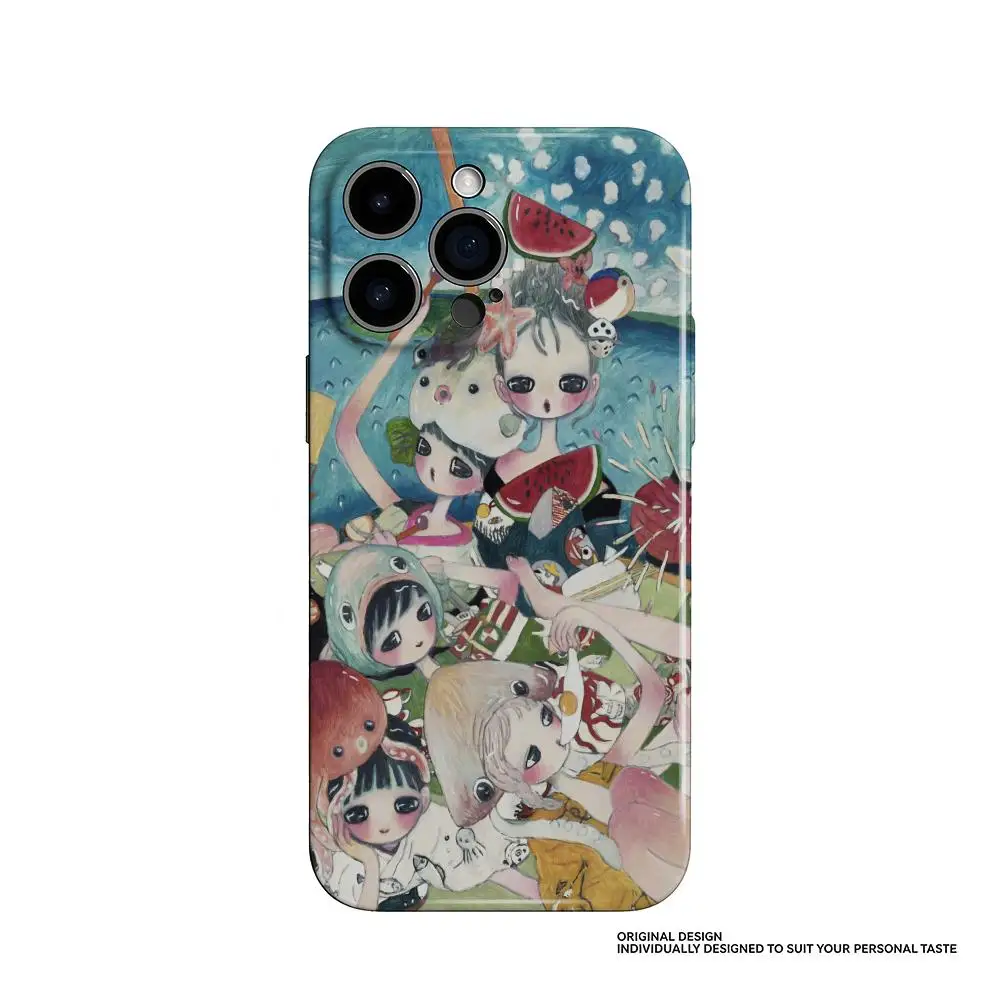 Чехол для телефона Samsung S25 24 23 22 Ultra Plus Glossy HD с тонкими отверстиями, жидкая пленка, твердый корпус Aya Takano