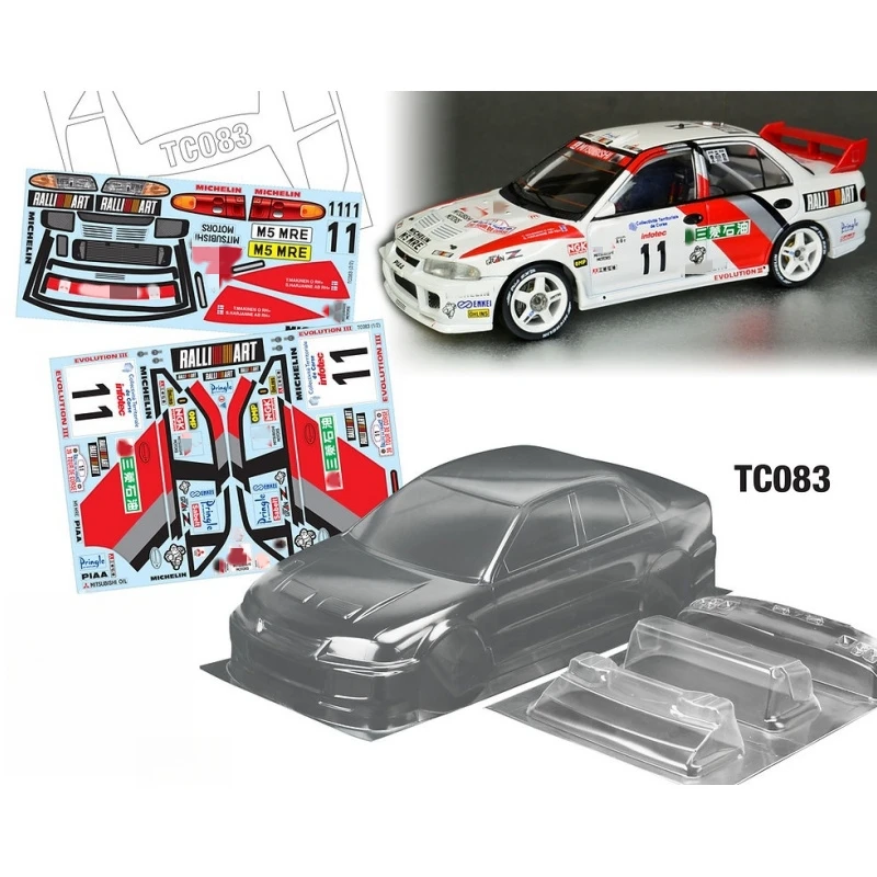 TeamC TC083 1/10 Mitsubshi Evolution III RC Drift корпус 190 мм с заднем крылом + легкая пряжка и наклейки Лист наклеек
