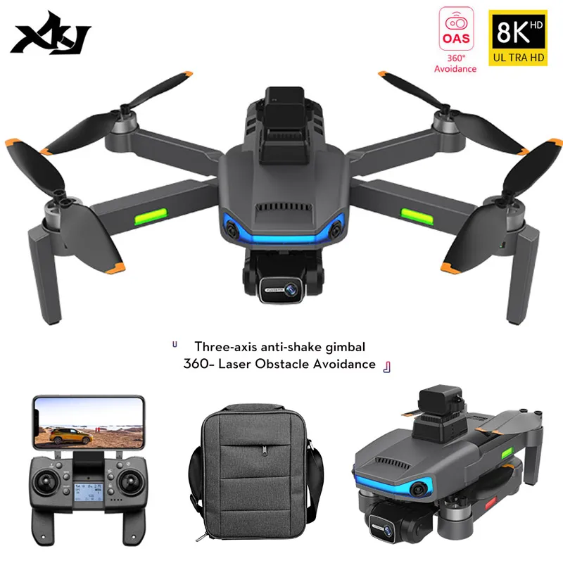 XKJ AE3 Pro Max GPS Дрон 8K двойная камера 6 осей EIS Gimbal 5G Wifi FPV складной Квадрокоптер дистанционное управление расстояние 1500 м Подарочная игрушка
