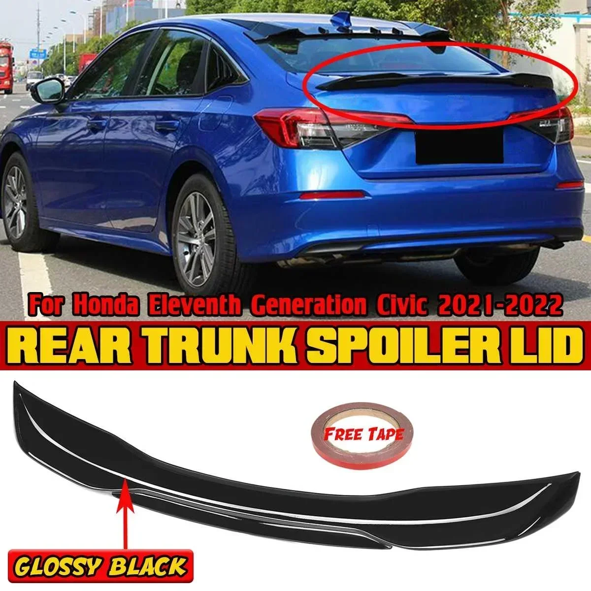 Новый автомобильный спойлер заднего багажника, удлинитель крыла для Honda Eleventh Generation для Civic 2021-2022, комплект заднего крыла из АБС-пластика