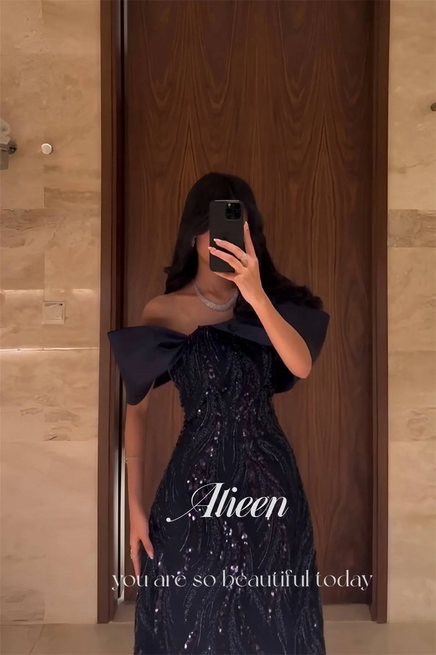 Фото Вечерние платья Aileen с блестками فساتين سهرة Женское вечернее платье Vestidos De Festa Prom Dresses 2025 Индивидуальные темно-синие женские платья №4