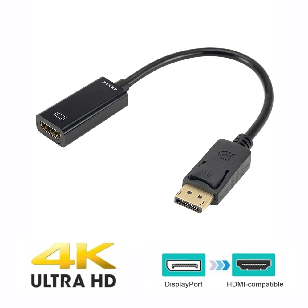 Кабель-преобразователь со штекером DP на гнездо 4K HDMI-совместимый адаптер для видео аудио DisplayPort в HDMI-совместимый адаптер для проектора HDTV PC