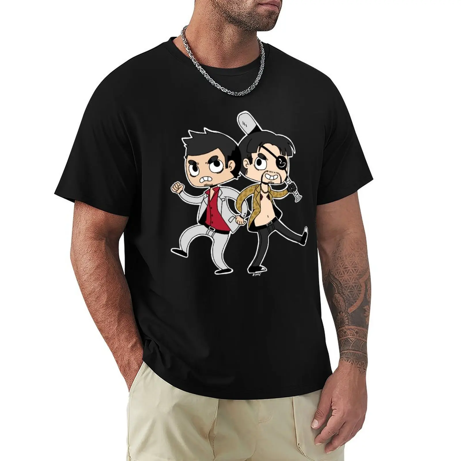 Футболка Kiryu and Majima, футболки, забавные футболки, одежда в стиле аниме, большие футболки для мужчин